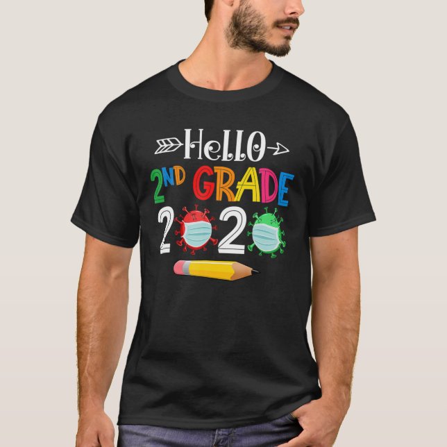 T-shirt Bonjour 2E Année 2020 Retour À L'École Garçons Gi (Devant)