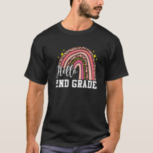 T-shirt Bonjour 2e année Rainbow Leopard Retour à l'école