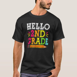 T-shirt Bonjour 2E Année Retour À L'École Pour Les Étudian