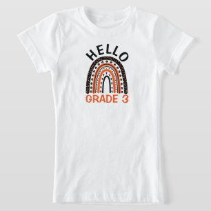 T-Shirt Bonjour 3e année Halloween boho arc-en-ciel citrou