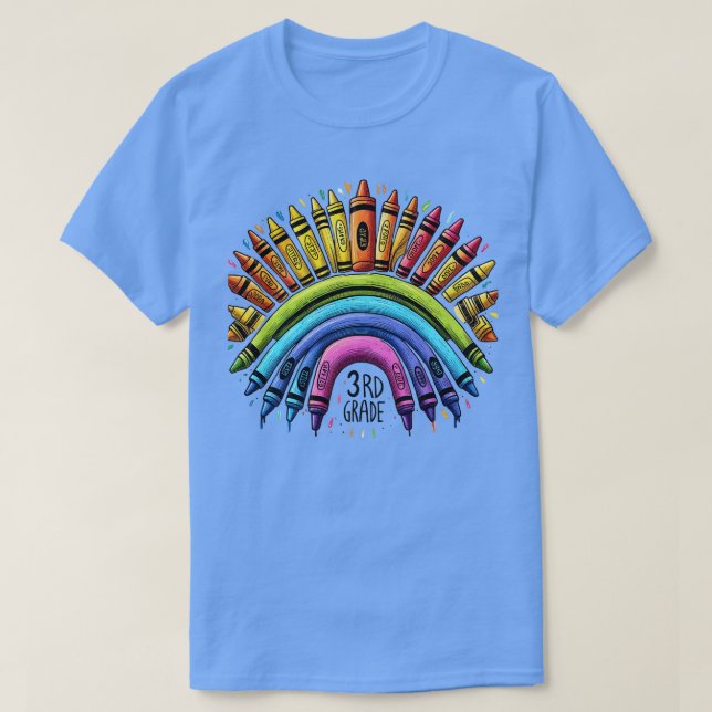 T-shirt Bonjour 3e Classe Rainbow Leopard Retour À L'École (Design devant)
