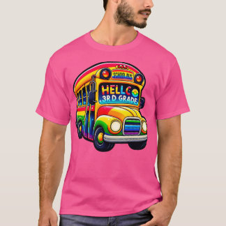 T-shirt Bonjour 3e Classe Rainbow Leopard Retour À L'École