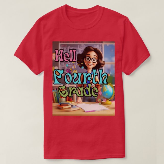 T-shirt Bonjour 4e année de retour à l'école Premier jour  (Design devant)