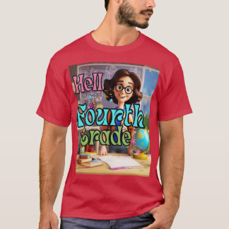 T-shirt Bonjour 4e année de retour à l'école Premier jour 