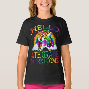T-shirt Bonjour 4e Année Ici Je Reviens Unicorn À L'École
