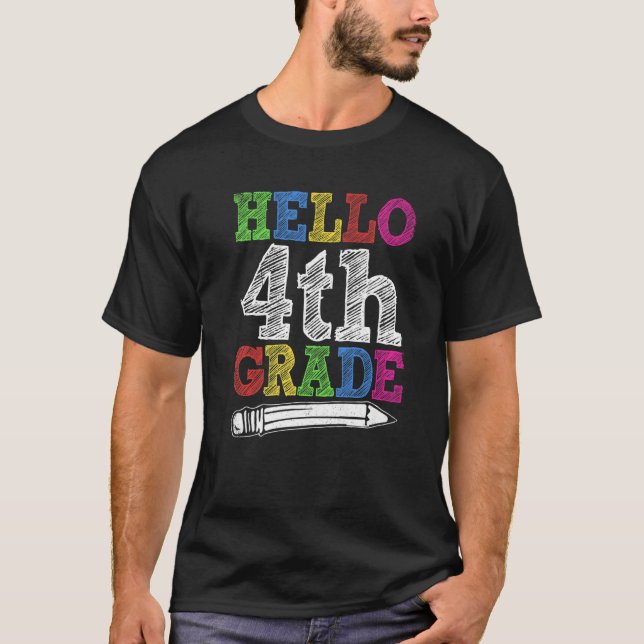 T-shirt Bonjour 4e année Retour à l'école Premier jour Gar (Devant)