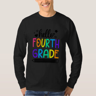 T-shirt Bonjour 4E Année Retour À L'École Tenues Pour Fill