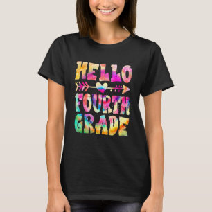 T-shirt Bonjour 4e année teinture teinture Premier jour mi