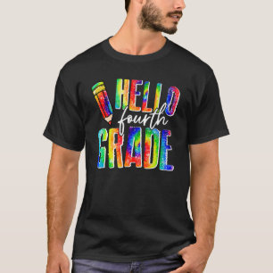 T-shirt Bonjour 4e année Tie Dye Étudiant Retour à Sc