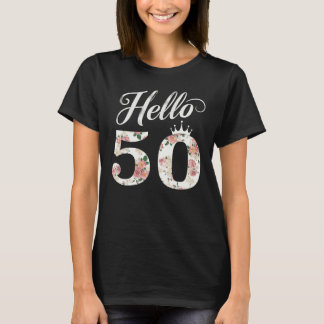 T-shirt Bonjour 50 ans Flower Crown 50e anniversaire 50 an