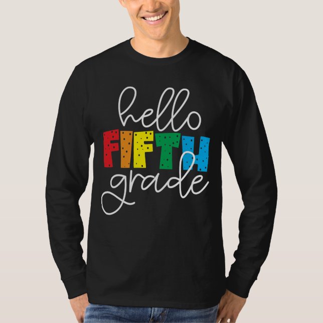 T-shirt Bonjour 5e année - Amusants Retour à l'école ensei (Devant)