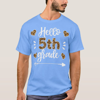 T-shirt Bonjour 5e année Leopard Enseignant s, Premier jou
