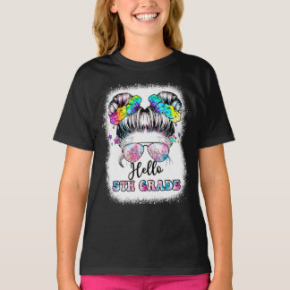 T-shirt Bonjour 5e année Messy Cheveux Retour à l'école T-