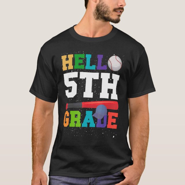 T-shirt Bonjour 5e année Retour à l'école Baseball 5e anné (Devant)