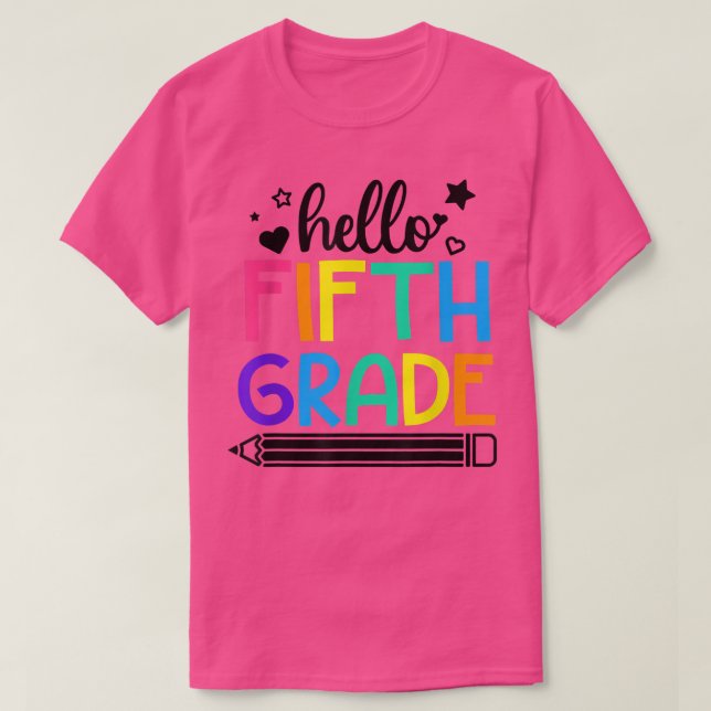 T-shirt Bonjour 5e année Retour à l'école tenues pour fill (Design devant)