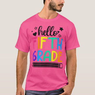 T-shirt Bonjour 5e année Retour à l'école tenues pour fill