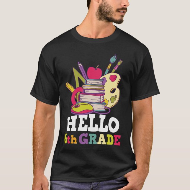 T-shirt Bonjour 6e année Retour à l'école (Devant)