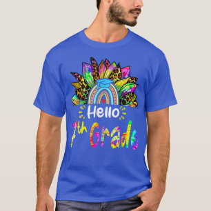 T-shirt Bonjour 7e année Arc-en-ciel teinture de tournesol