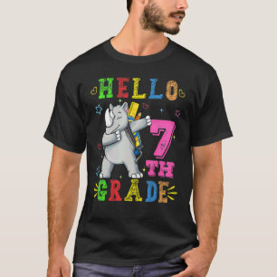 T-shirt Bonjour 7e classe Dabbing Rhinoceros retour à l'éc