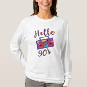 T-shirt Bonjour 90s radio cassette enregistreur