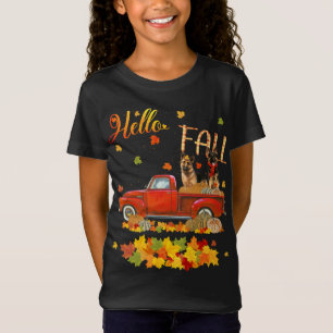 T-Shirt Bonjour Automne Allemand Berger Feuille Automne Ro