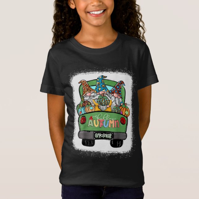 T-Shirt Bonjour Automne Camion Gnomes Citrouille Leaves Au (Devant)