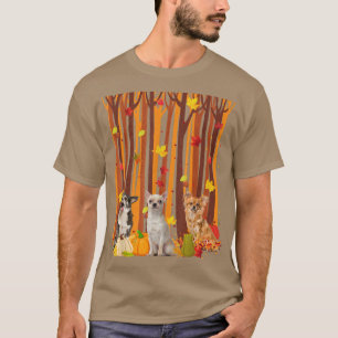 T-shirt Bonjour Automne Chihuahua Feuille d'érable Hommes 