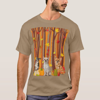 T-shirt Bonjour Automne Chihuahua Feuille d'érable Hommes 