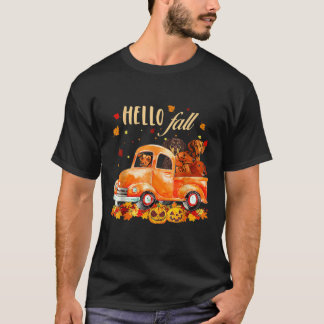 T-shirt Bonjour automne drôle de teckel Halloween citrouil