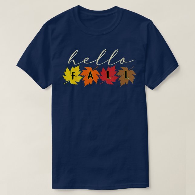 T-shirt Bonjour Automne Feuilles Citrouille Coeur Automne  (Design devant)