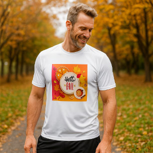 T-shirt Bonjour automne Feuilles d'automne et Citrouille t
