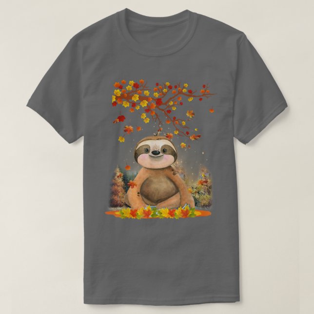 T-shirt Bonjour Automne Maple Sloth Leaf Fall mignonne Slo (Design devant)