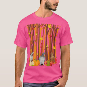 T-shirt Bonjour Automne Pigeon Maple Leaf Automne Citrouil