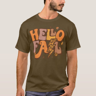 T-shirt Bonjour Automne Rétro Automne Yall Feuilles Automn