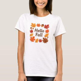 T-shirt Bonjour Automne - Rustique Automne laisse de jolie