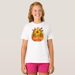 T-shirt Bonjour Automne Tournesols Citrouille Rustique