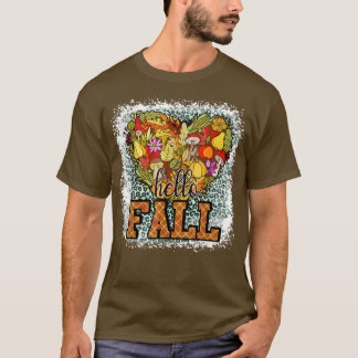 T-shirt Bonjour Automne Yall Coeur Citrouille Automne Than