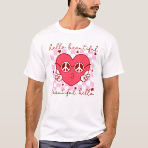 T-shirt Bonjour Beau Coeur Rose