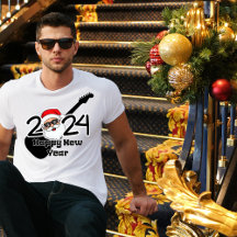 Bonjour Bonne Année 2024 Père Noël Rock Star Man