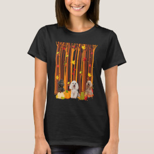 T-shirt Bonjour caniche d'automne Feuille d'érable Citroui