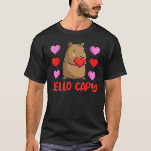 T-shirt Bonjour Capy Capybara avec coeur Valentines Day