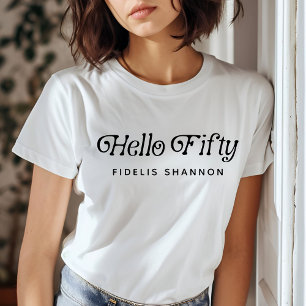 T-shirt Bonjour Cinquante Rétro Fête d'anniversaire des 50