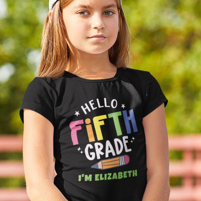 T-shirt Bonjour cinquième année de retour à l'école (Créateur téléchargé)