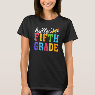 T-shirt Bonjour Cinquième Année Retour À L'École Garçons F