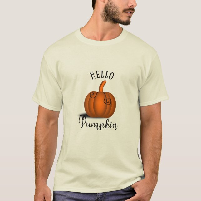 T-shirt Bonjour citrouille aquarelle drôle automne (Devant)