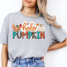 Bonjour Citrouille Chemise Halloween Automne Tee F