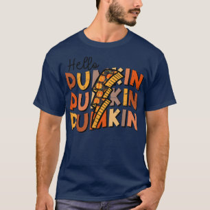 T-shirt Bonjour Citrouille Éclair Bolt Automne Automne