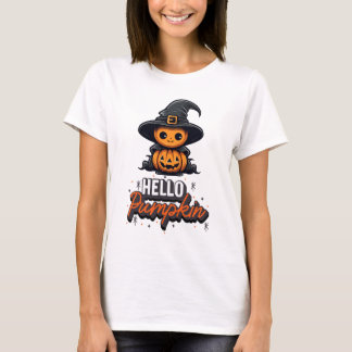 T-shirt Bonjour Citrouille mignon Halloween
