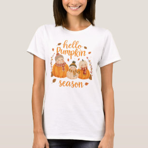T-shirt Bonjour Citrouille saison mignonne Automne Citroui