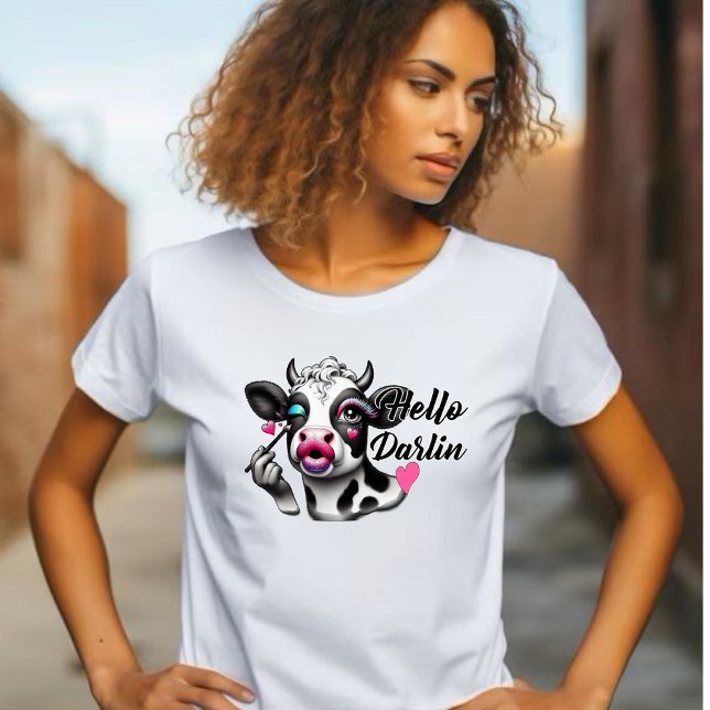 T-shirt Bonjour Darlin Cute Sassy Vache - Lèvres de Pucker (Créateur téléchargé)